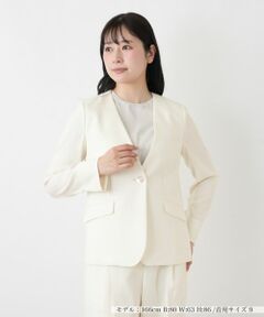 Leilian / レリアン テーラードジャケット | ノーカラーVネックジャケット