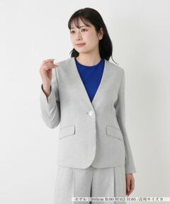 Leilian / レリアン テーラードジャケット | ノーカラーVネックジャケット