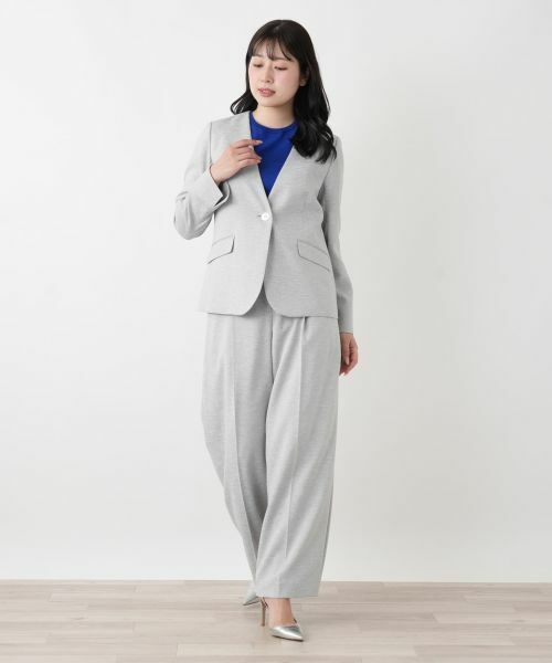 Leilian / レリアン テーラードジャケット | ノーカラーVネックジャケット | 詳細1