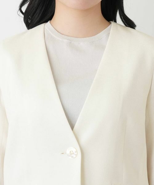 Leilian / レリアン テーラードジャケット | ノーカラーVネックジャケット | 詳細10