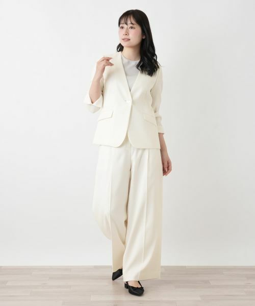 Leilian / レリアン テーラードジャケット | ノーカラーVネックジャケット | 詳細4