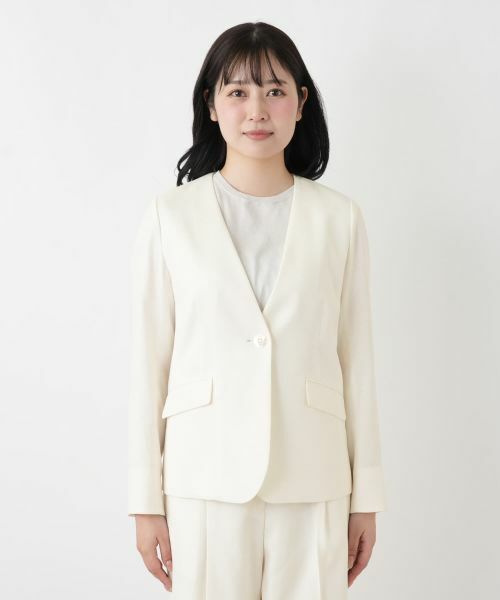 Leilian / レリアン テーラードジャケット | ノーカラーVネックジャケット | 詳細7