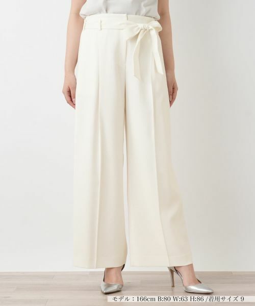 Leilian / レリアン その他パンツ | リボンベルトワイドパンツ（アイボリー）