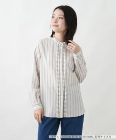 Leilian / レリアン シャツ・ブラウス | ストライプバンドカラーブラウス