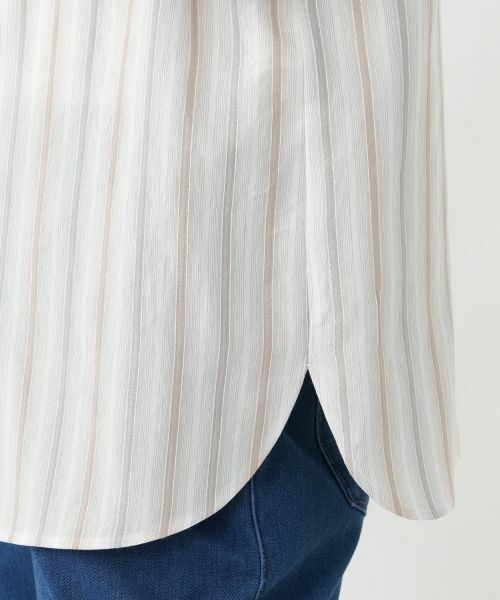 Leilian / レリアン シャツ・ブラウス | ストライプバンドカラーブラウス | 詳細11