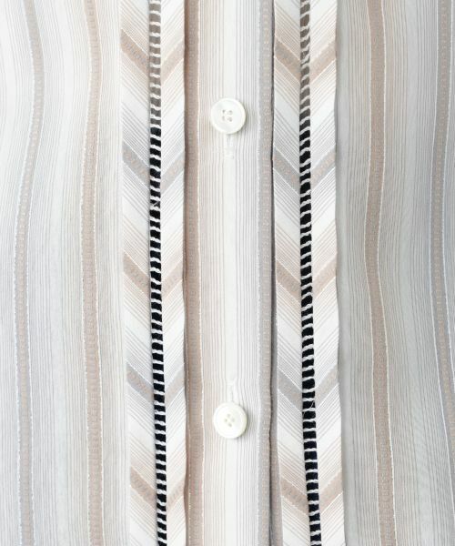 Leilian / レリアン シャツ・ブラウス | ストライプバンドカラーブラウス | 詳細12