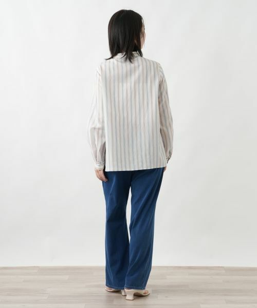 Leilian / レリアン シャツ・ブラウス | ストライプバンドカラーブラウス | 詳細3