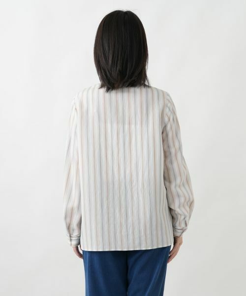 Leilian / レリアン シャツ・ブラウス | ストライプバンドカラーブラウス | 詳細6