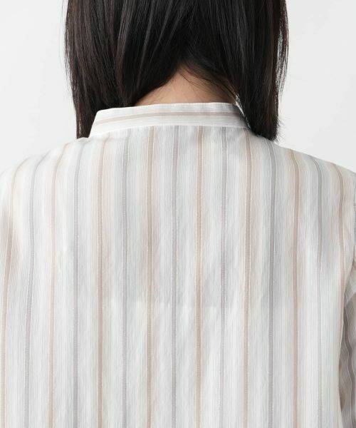 Leilian / レリアン シャツ・ブラウス | ストライプバンドカラーブラウス | 詳細8