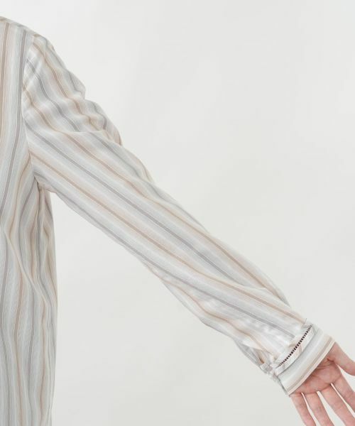 Leilian / レリアン シャツ・ブラウス | ストライプバンドカラーブラウス | 詳細9