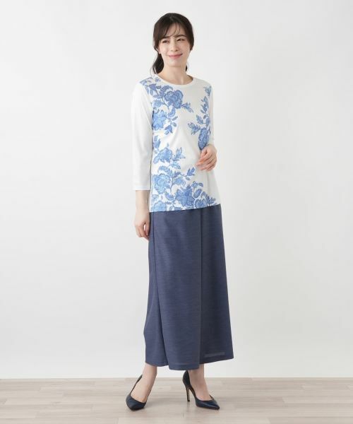 Leilian / レリアン Tシャツ | プリント七分袖カットソー | 詳細1