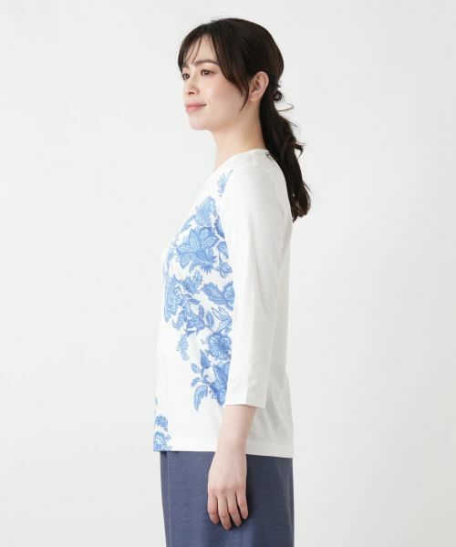 Leilian / レリアン Tシャツ | プリント七分袖カットソー | 詳細5