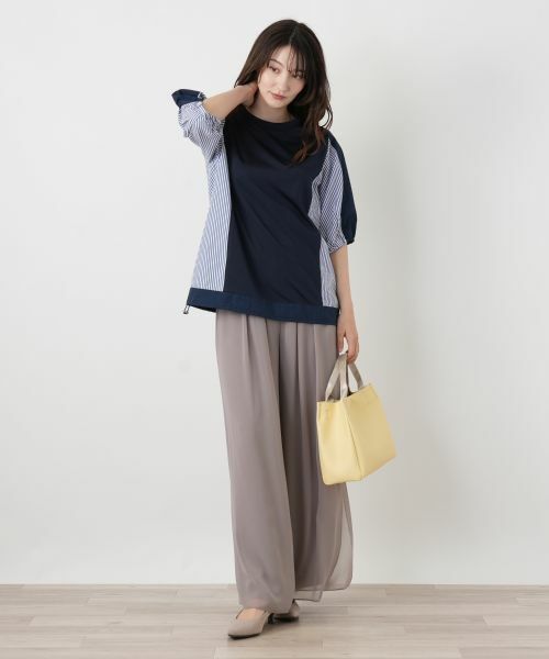 Leilian / レリアン カットソー | ストライプ切替モックネックカットソー【MUSE BY ROCHAS Premiere】 | 詳細4