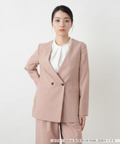 Leilian / レリアン テーラードジャケット | Vネックノーカラーダブルジャケット