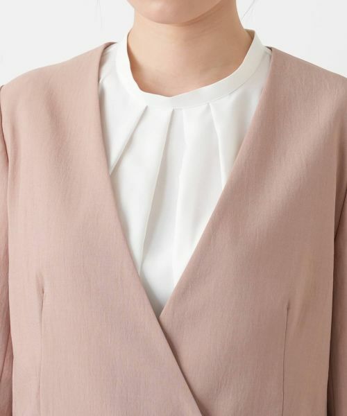 Leilian / レリアン テーラードジャケット | Vネックノーカラーダブルジャケット | 詳細10