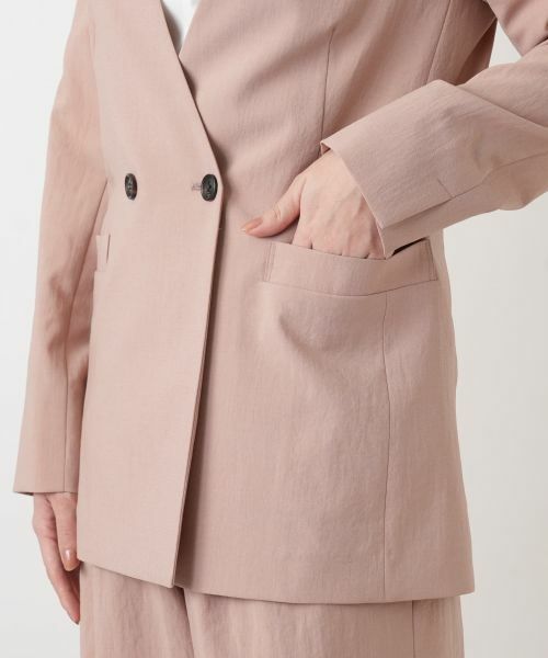 Leilian / レリアン テーラードジャケット | Vネックノーカラーダブルジャケット | 詳細13