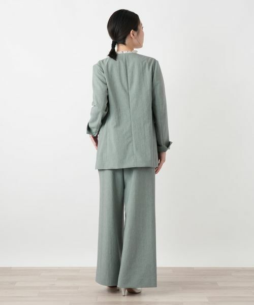 Leilian / レリアン テーラードジャケット | Vネックノーカラーダブルジャケット | 詳細3