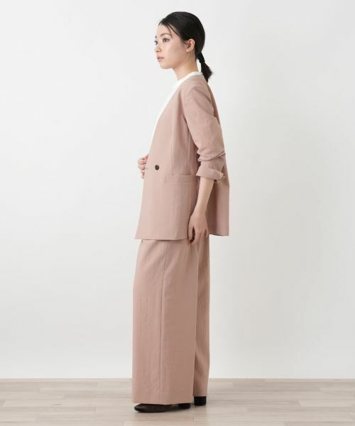 Leilian / レリアン テーラードジャケット | Vネックノーカラーダブルジャケット | 詳細5