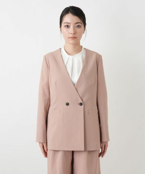 Leilian / レリアン テーラードジャケット | Vネックノーカラーダブルジャケット | 詳細7