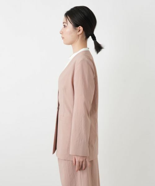 Leilian / レリアン テーラードジャケット | Vネックノーカラーダブルジャケット | 詳細8