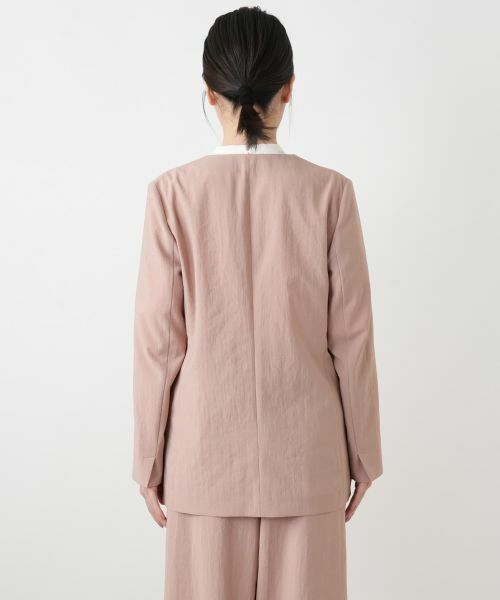 Leilian / レリアン テーラードジャケット | Vネックノーカラーダブルジャケット | 詳細9