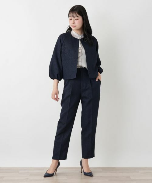 Leilian / レリアン テーラードジャケット | ジャカードノーカラージャケット | 詳細1