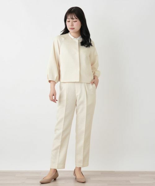 Leilian / レリアン テーラードジャケット | ジャカードノーカラージャケット | 詳細4