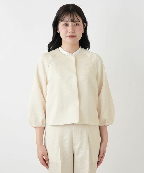Leilian / レリアン テーラードジャケット | ジャカードノーカラージャケット | 詳細7