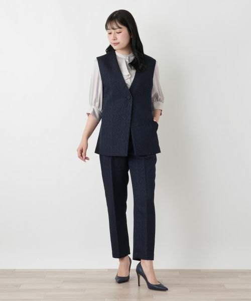 Leilian / レリアン テーラードジャケット | ジャカードVネックベスト | 詳細1