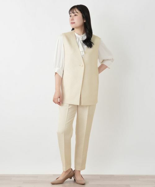 Leilian / レリアン テーラードジャケット | ジャカードVネックベスト | 詳細4