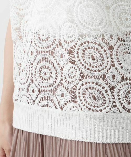 Leilian / レリアン ニット・セーター | 透かし編み切替クルーネックニット【LE TRICOT PERUGIA】 | 詳細13