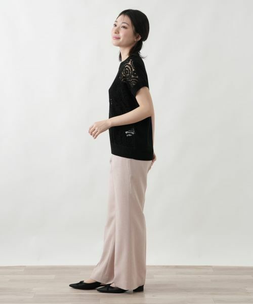 Leilian / レリアン ニット・セーター | 透かし編み切替クルーネックニット【LE TRICOT PERUGIA】 | 詳細2