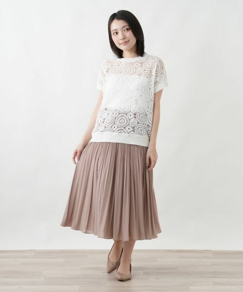 Leilian / レリアン ニット・セーター | 透かし編み切替クルーネックニット【LE TRICOT PERUGIA】 | 詳細4