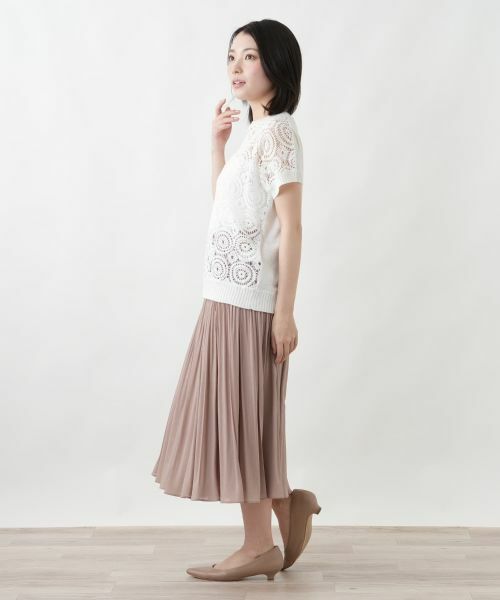 Leilian / レリアン ニット・セーター | 透かし編み切替クルーネックニット【LE TRICOT PERUGIA】 | 詳細5