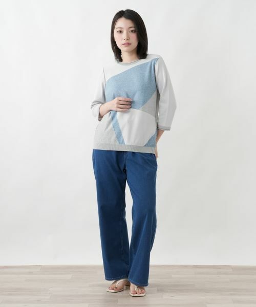 Leilian / レリアン ニット・セーター | 洗えるカラーブロッククルーネックニット【Leilian WHITE LABEL】 | 詳細1