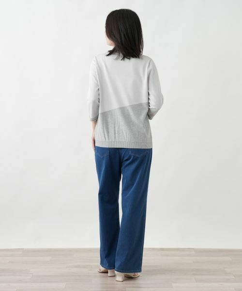 Leilian / レリアン ニット・セーター | 洗えるカラーブロッククルーネックニット【Leilian WHITE LABEL】 | 詳細3