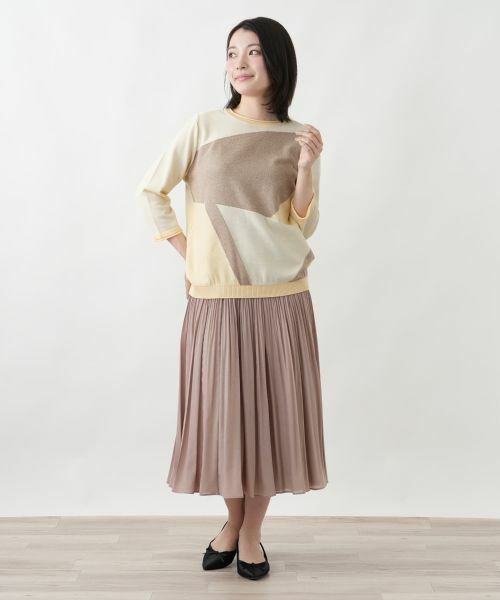 Leilian / レリアン ニット・セーター | 洗えるカラーブロッククルーネックニット【Leilian WHITE LABEL】 | 詳細4