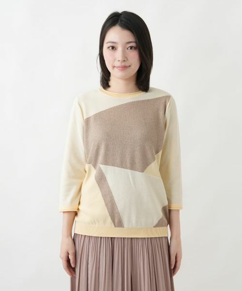 Leilian / レリアン ニット・セーター | 洗えるカラーブロッククルーネックニット【Leilian WHITE LABEL】 | 詳細7