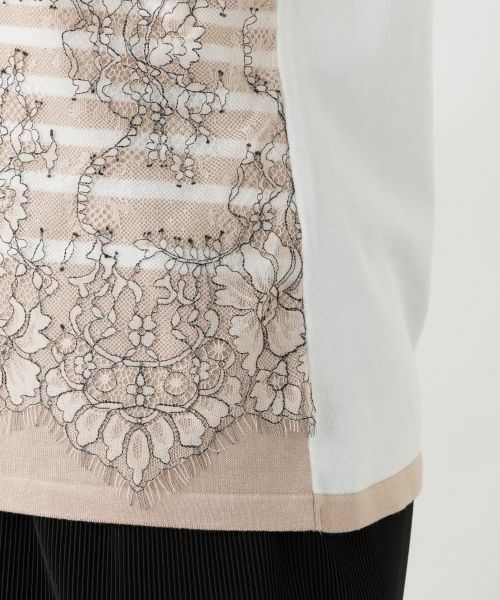 Leilian / レリアン ニット・セーター | ボタニカルボーダー七分袖ニット【Leilian WHITE LABEL】 | 詳細15