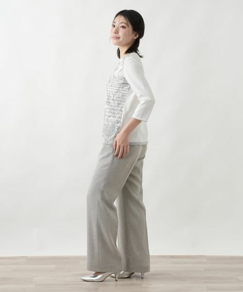 Leilian / レリアン ニット・セーター | ボタニカルボーダー七分袖ニット【Leilian WHITE LABEL】 | 詳細2