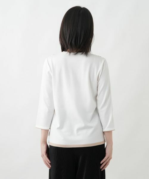 Leilian / レリアン ニット・セーター | ボタニカルボーダー七分袖ニット【Leilian WHITE LABEL】 | 詳細9