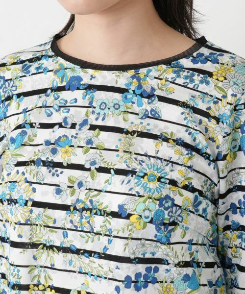 Leilian / レリアン カットソー | 花柄ボーダー七分袖カットソー【Leilian WHITE LABEL】 | 詳細10