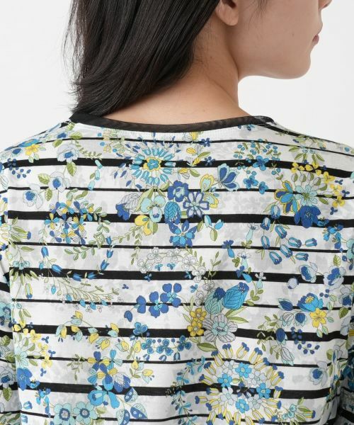 Leilian / レリアン カットソー | 花柄ボーダー七分袖カットソー【Leilian WHITE LABEL】 | 詳細11