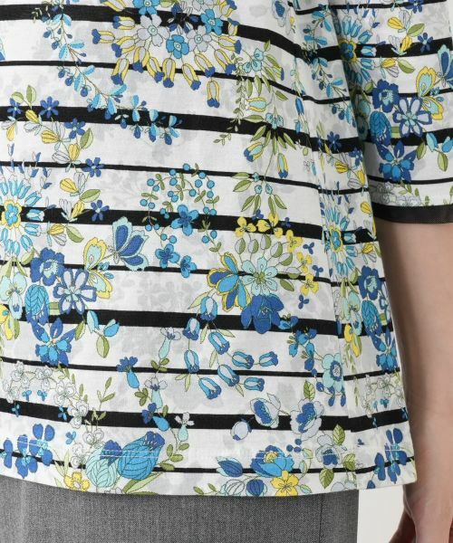 Leilian / レリアン カットソー | 花柄ボーダー七分袖カットソー【Leilian WHITE LABEL】 | 詳細13