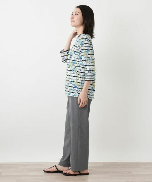 Leilian / レリアン カットソー | 花柄ボーダー七分袖カットソー【Leilian WHITE LABEL】 | 詳細5