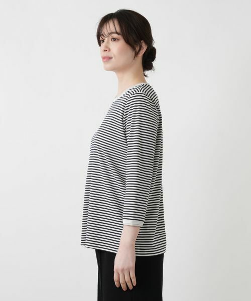 Leilian / レリアン カットソー | ナローボーダーラメカットソー【Leilian WHITE LABEL】 | 詳細5