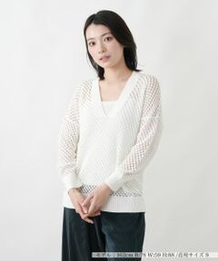 Leilian / レリアン ニット・セーター | 透かし編みVネックニット【LE TRICOT PERUGIA】