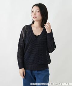 Leilian / レリアン ニット・セーター | 透かし編みVネックニット【LE TRICOT PERUGIA】