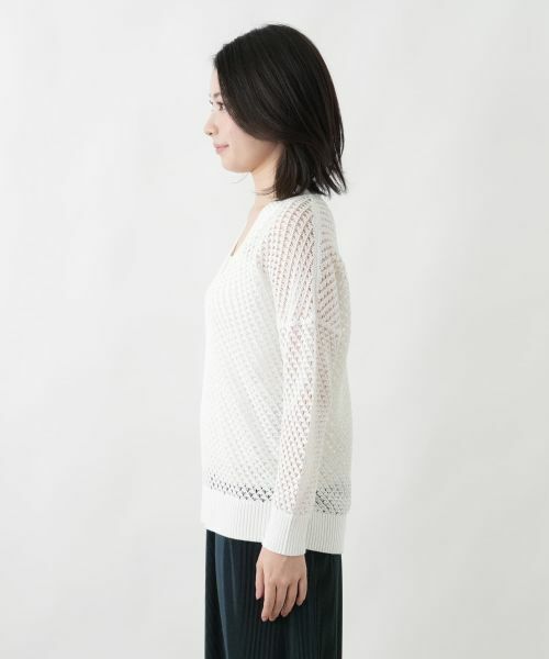 Leilian / レリアン ニット・セーター | 透かし編みVネックニット【LE TRICOT PERUGIA】 | 詳細8