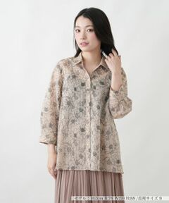 Leilian / レリアン シャツ・ブラウス | ストライプボタニカル柄ブラウス【Leilian WHITE LABEL】